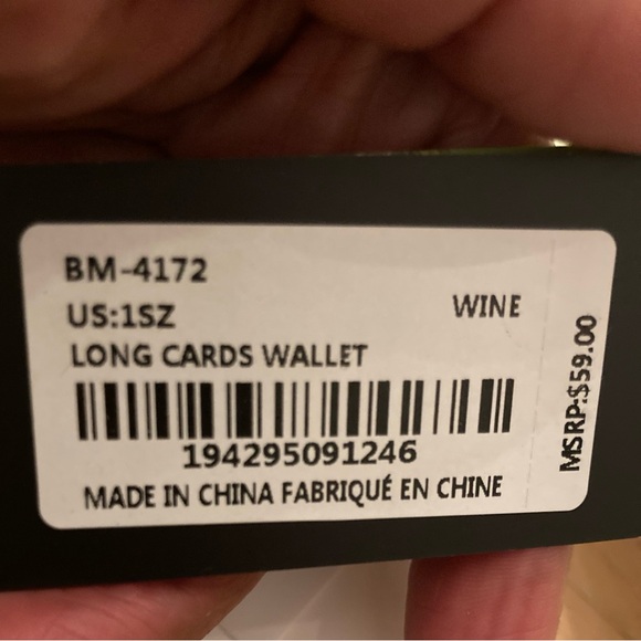 Badgley Mischka Long Wallet NWOT Diamond Quilted Vegan Leather Plum - Picture 8 of 8